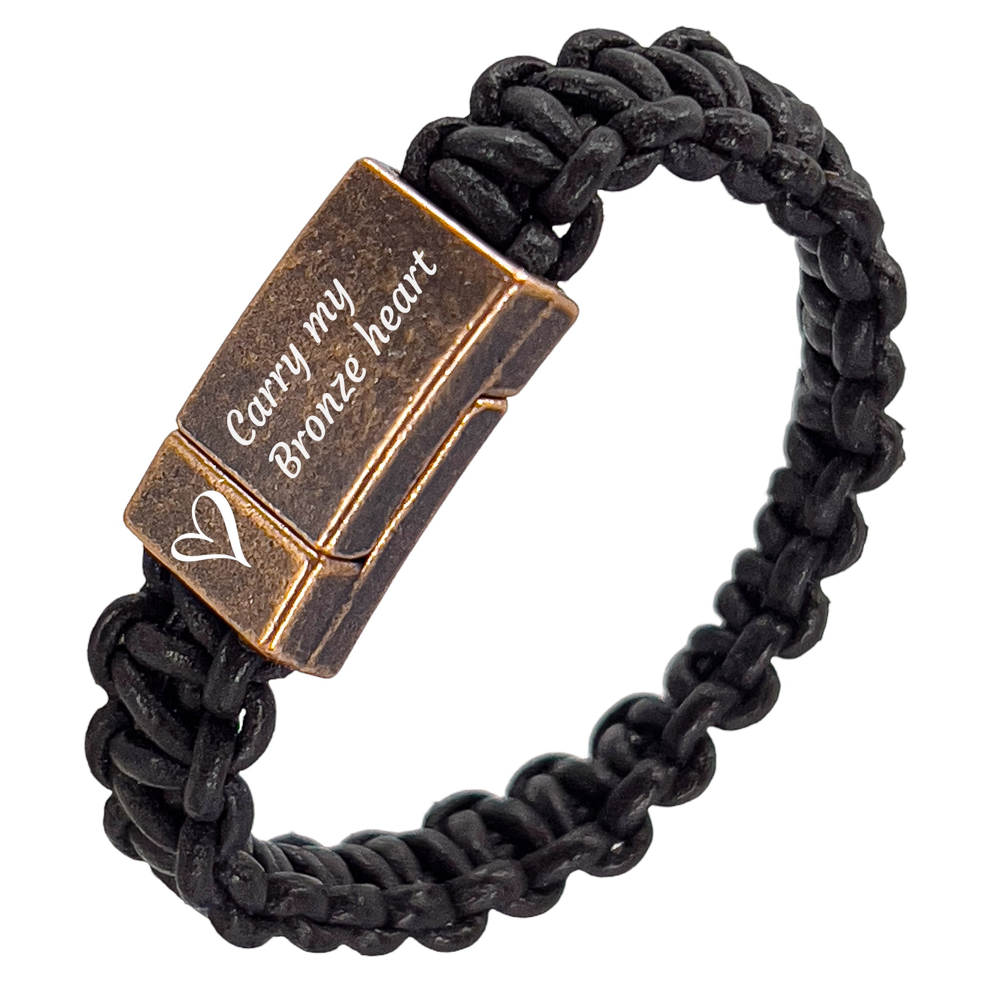 Bronze Bracelet - braided brown leather